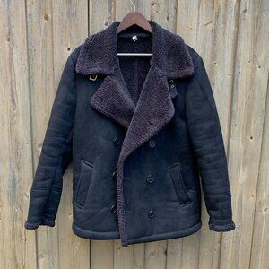 Vintage Zara Sherpa Lined Jacket Large Black